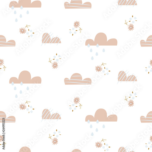 Cloud pattern. Cute sky seamless vector background for kid textile print.