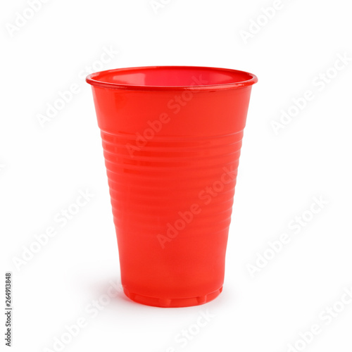 Red plastic cup on white