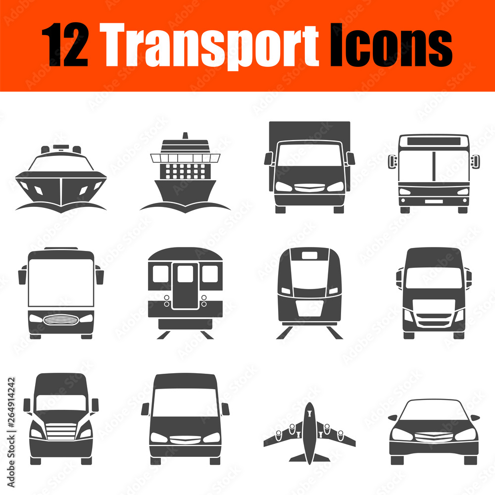 Transportation Icon Set in Front View Transportation Icon Set in Front View