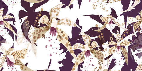 Wandcirkels Orchidee patronen Moderne geschetste orchideeën in kleur  © Oscar Ghost