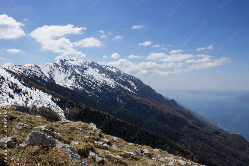 View from the top of Monte Baldo to lake Garda, Italy