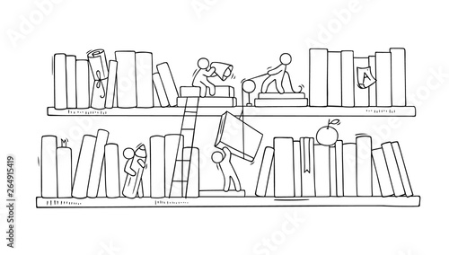 Sketch of people teamwork, books,cooperation.