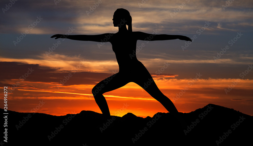 Sunset yoga concept