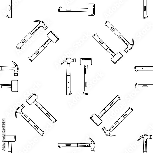 Hammer and sledge hammer isolated seamless pattern on white background. llustration on the theme of apartment renovation and tools for repair.