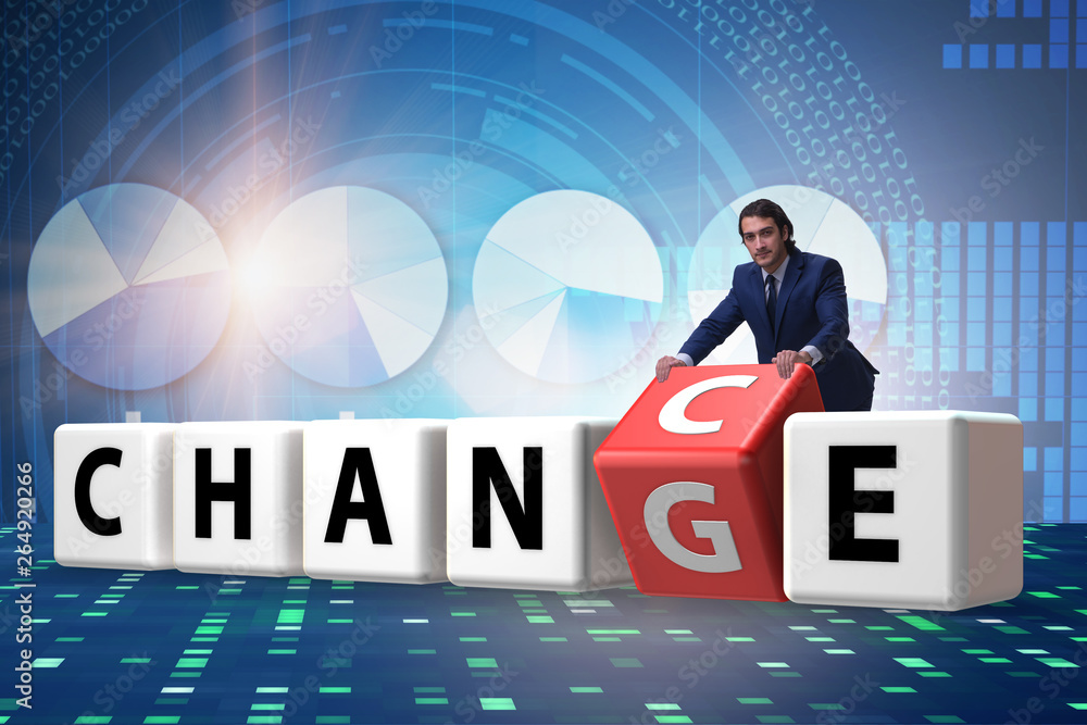Businessman taking chance for change Businessman taking chance for change