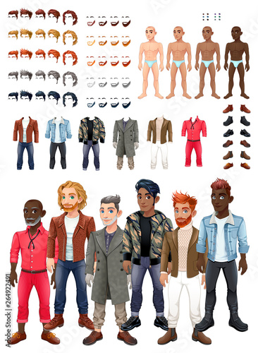 Dresses and hairstyles game with male avatars