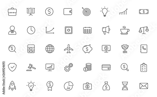 business finance outline icon set. for web, mobile and ui design business finance vector icons isolated on white background