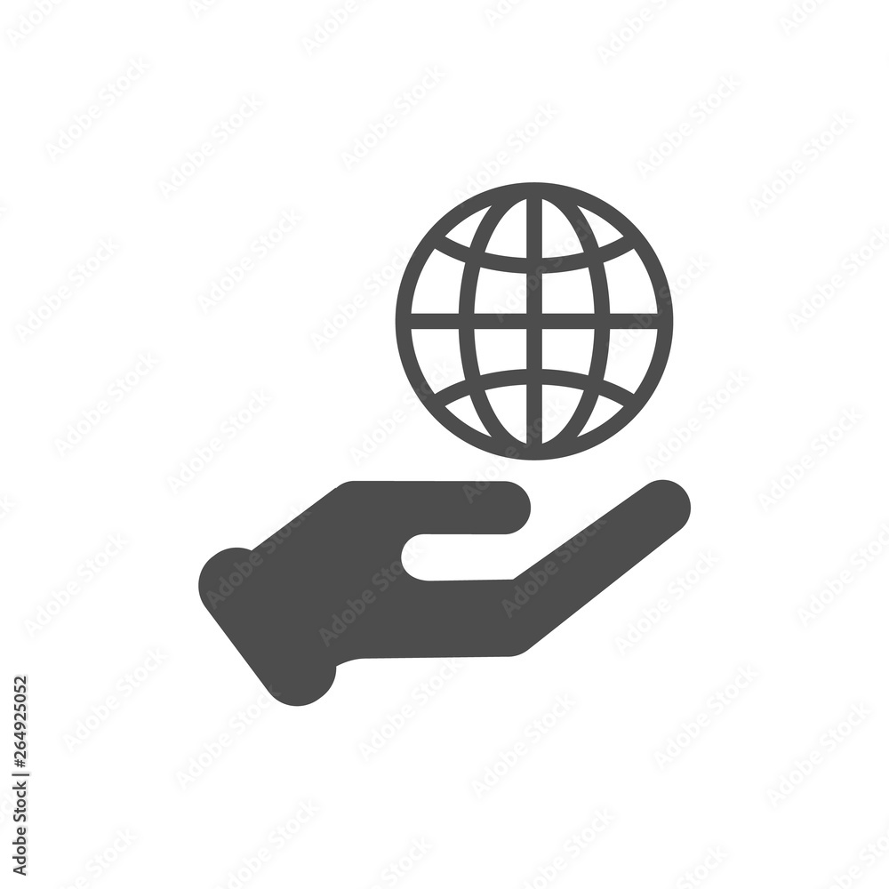 hand with earth globe vector icon. go green. stop pollution to save environment and ecology of earth. eco friendly environment concept hand with earth globe vector icon. go green. stop pollution to save environment and ecology of earth. eco friendly environment concept