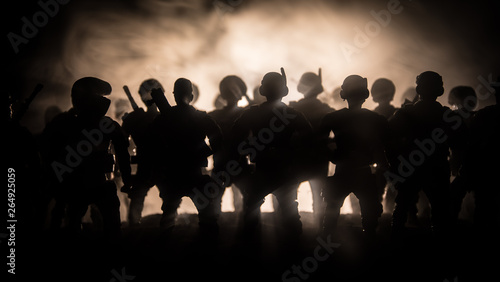 Photography Anti-riot police give signal to be ready