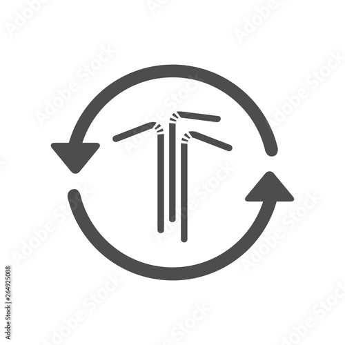 recycle plastic straws vector icon isolated on white background. say no to plastic straws. plastic recycling and stop plastic pollution to save environment and ecology of earth