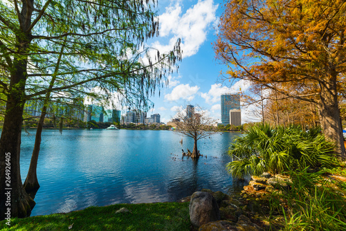 Lake Eola park in Orlando on a sunny day photo