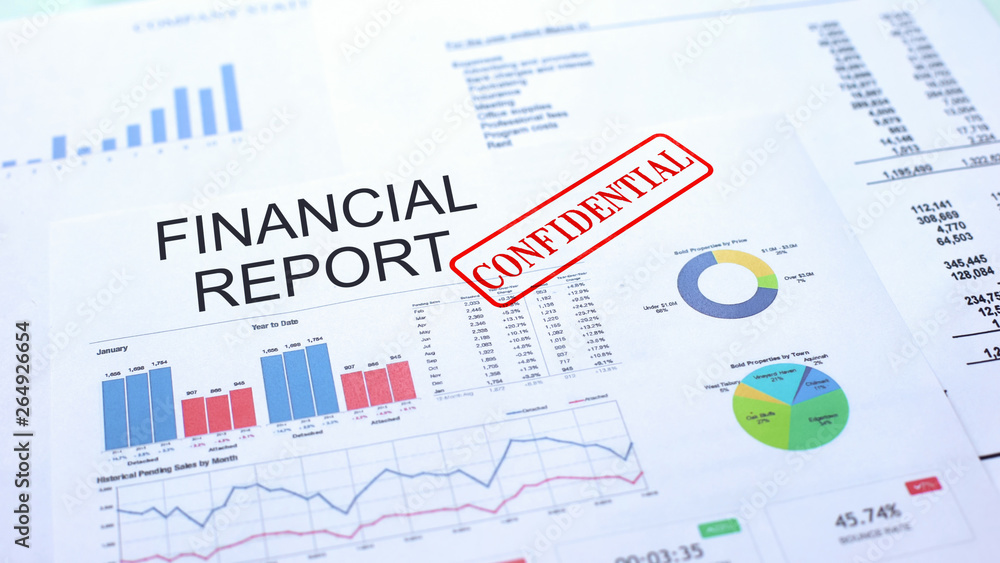 Financial report confidential, seal stamped on official document, business Financial report confidential, seal stamped on official document, business