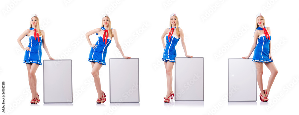 Young woman sailor in marine concept Young woman sailor in marine concept