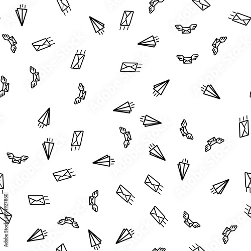 Letter Sending On Post Office Seamless Pattern. Mailing Transport Fast Service. Send Email Spam. Service Airmail Delivery Correspondence. Mail Paper Message Flat Vector Illustration
