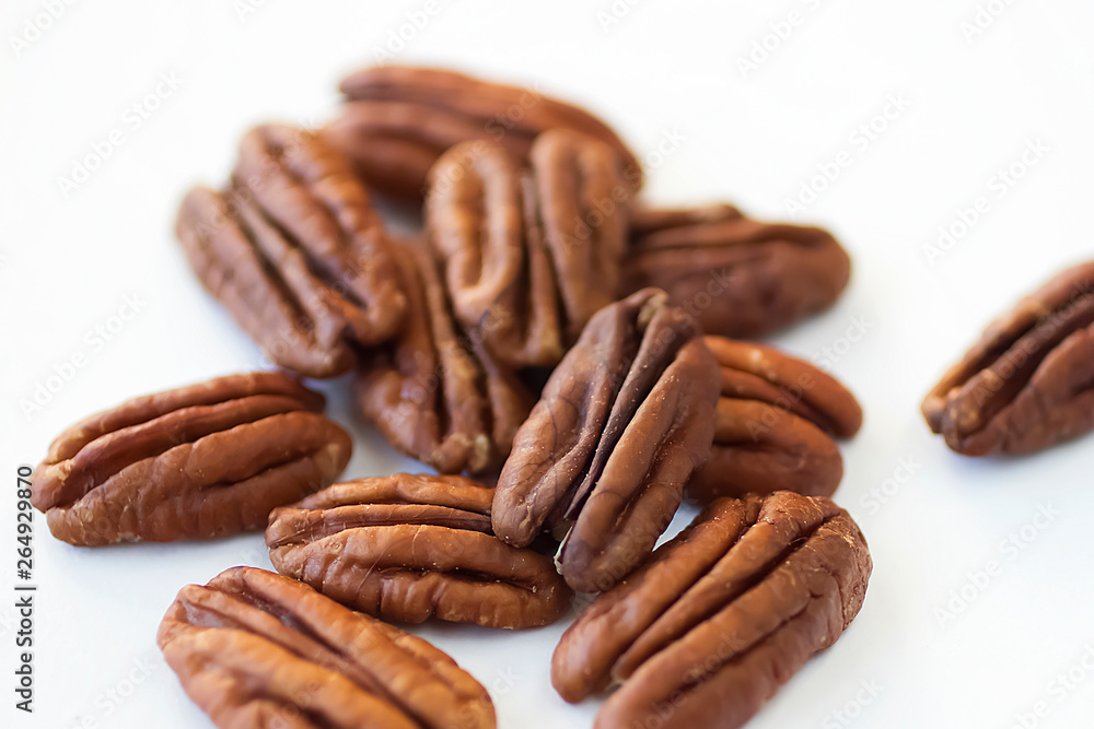 Pecan on white background. Pecan on white background.