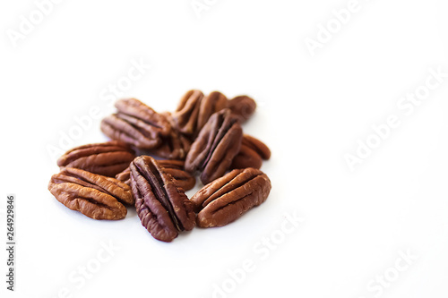 Pecan on white background.