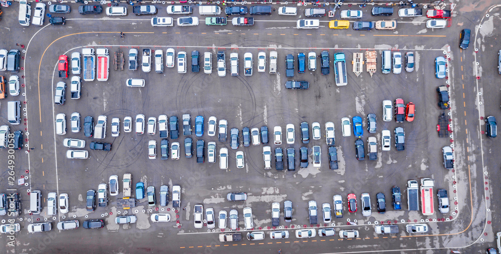 Top view  Parking lot and car