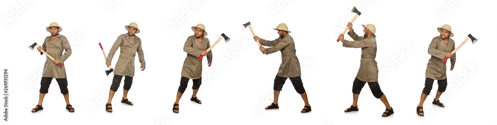 Man with axe isolated on white Man with axe isolated on white