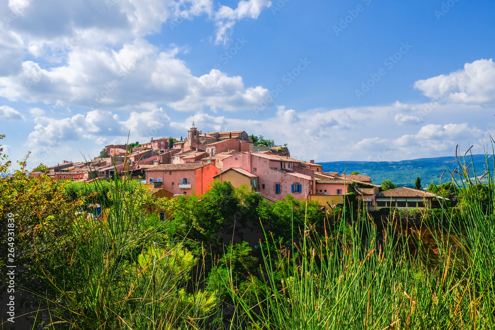 Roussillon. One of the most beautiful village of France, located on ochre deposits. Great view, Provence, France.