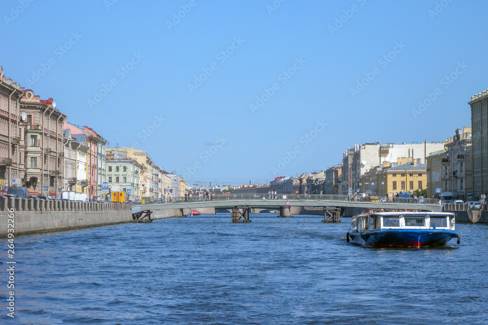 Fontanka river in summer. Saint-Petersburg