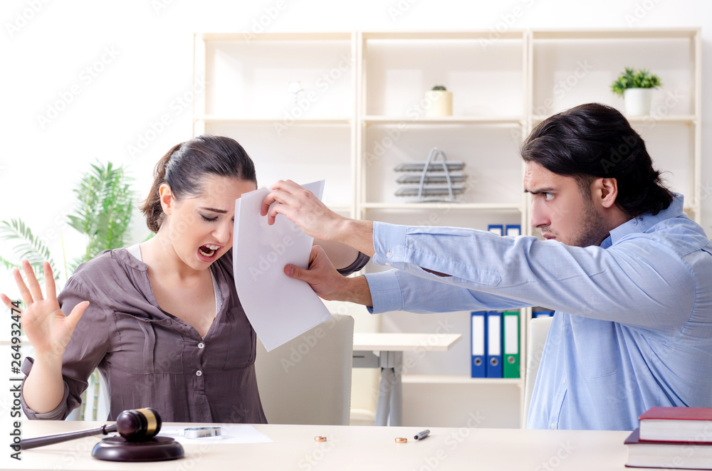 Young family in marriage divorce concept 