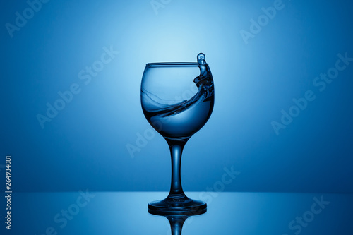 Splash of clear water in a glass