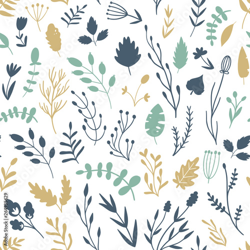 Vector seamless floral pattern. Doodle, Scandi styles. photo