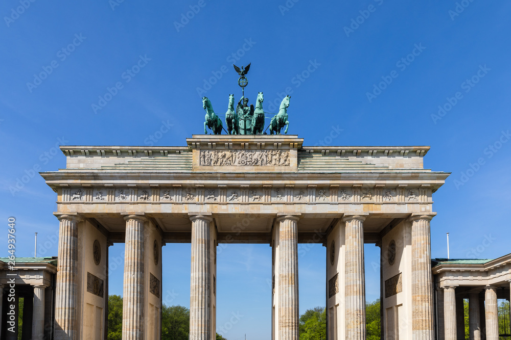 Front view of the Brandenburg Gate in Berlin on a sunny day