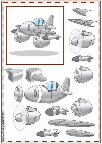 Set to create a fun plane. Isolated on white background. Vector illustration.