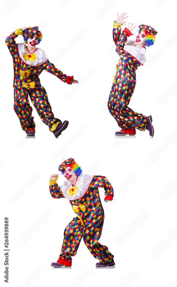 Funny male clown isolated on white Funny male clown isolated on white