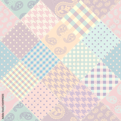 Patchwork vector pattern. Seamless quilting design background.
