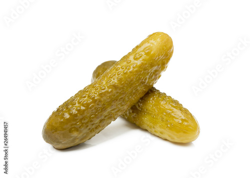 Pickled sour cucumber isolated on white background