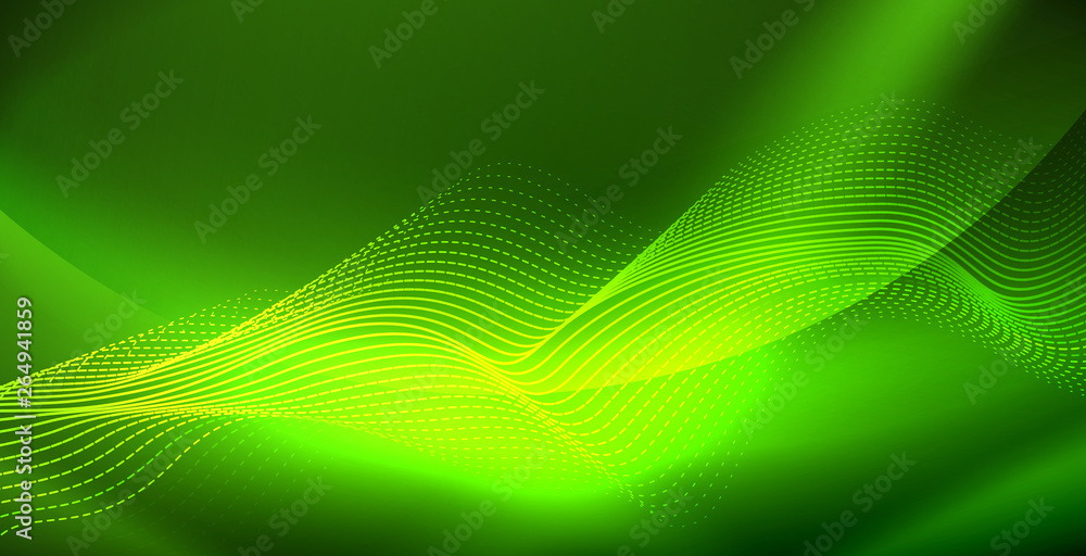 Glowing abstract wave on dark, shiny motion, magic space light. Techno abstract background Glowing abstract wave on dark, shiny motion, magic space light. Techno abstract background