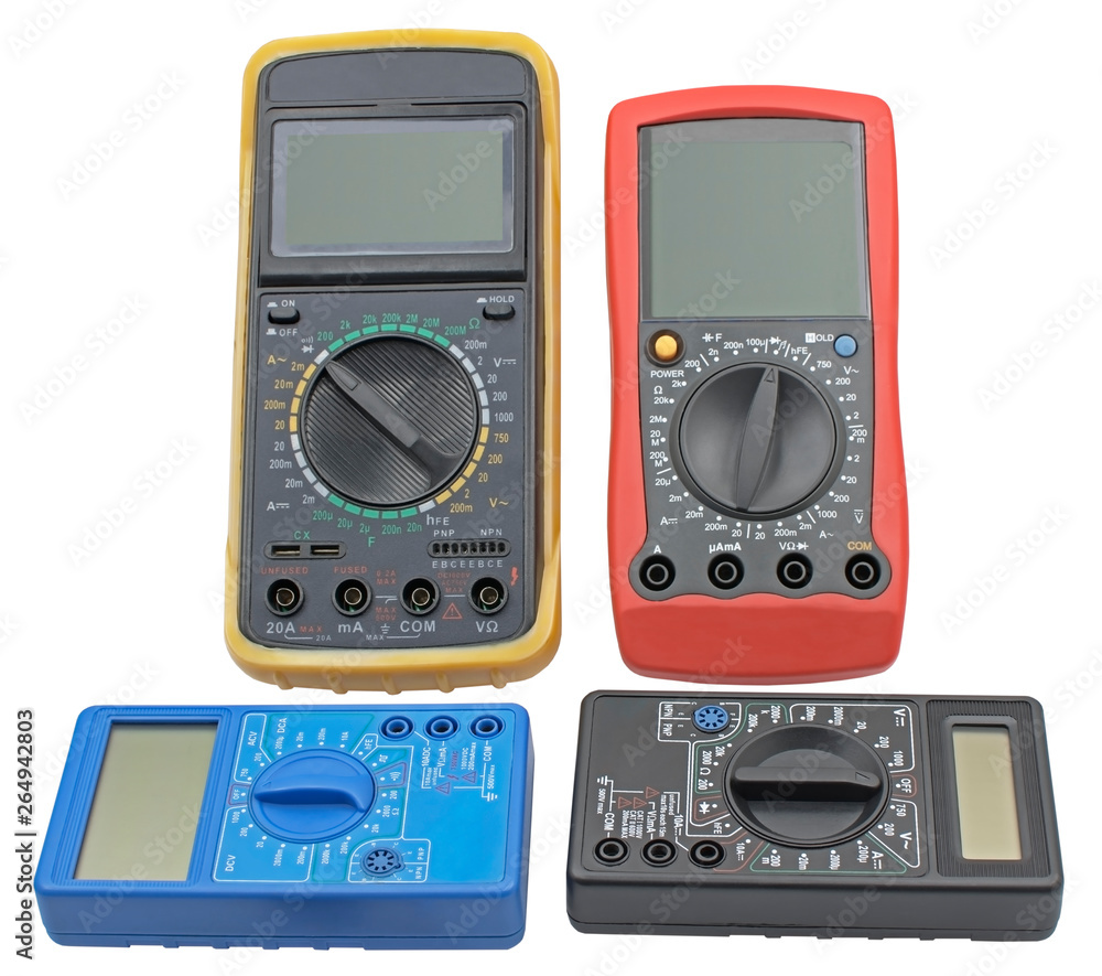 Fototapeta premium Digital multimeters on a white