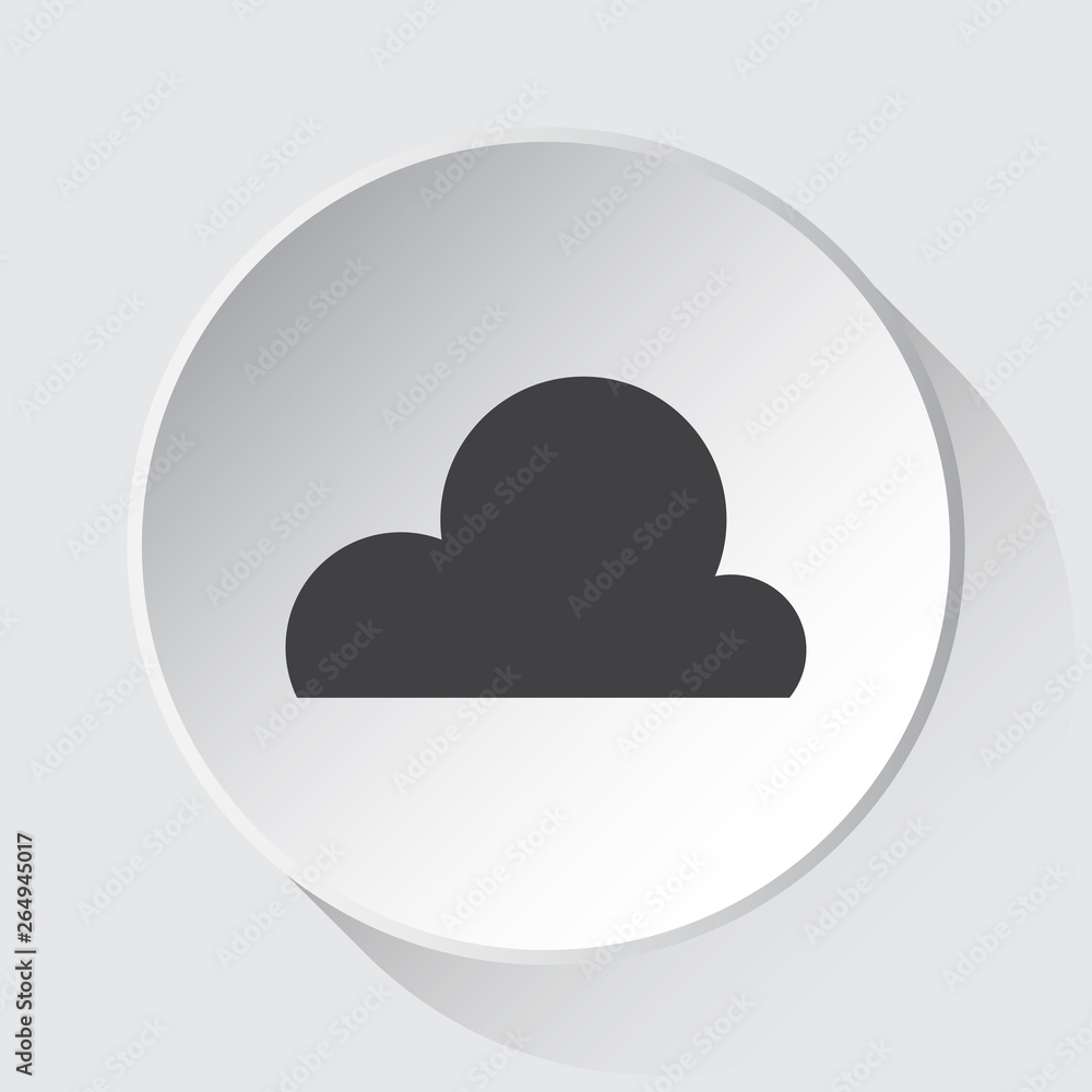 weather cloud, cloudy - gray icon on white button weather cloud, cloudy - gray icon on white button