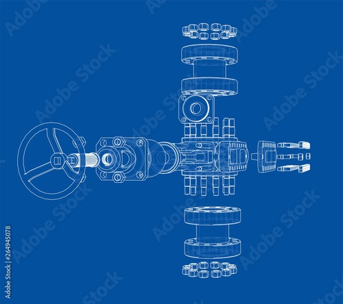 Blowout preventer. Vector rendering of 3d