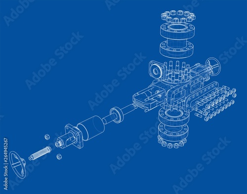 Blowout preventer. Vector rendering of 3d