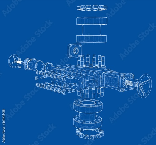 Blowout preventer. Vector rendering of 3d