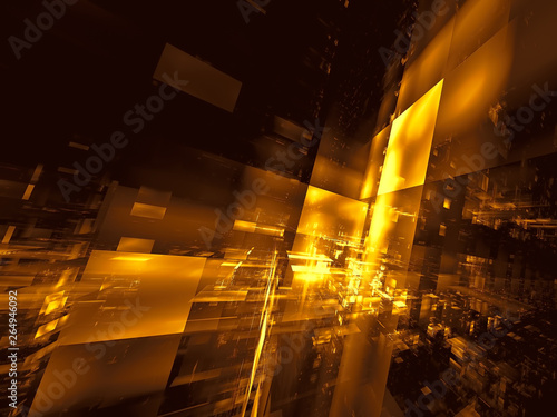 Futuristic city with glass walls - abstract digitally generated image