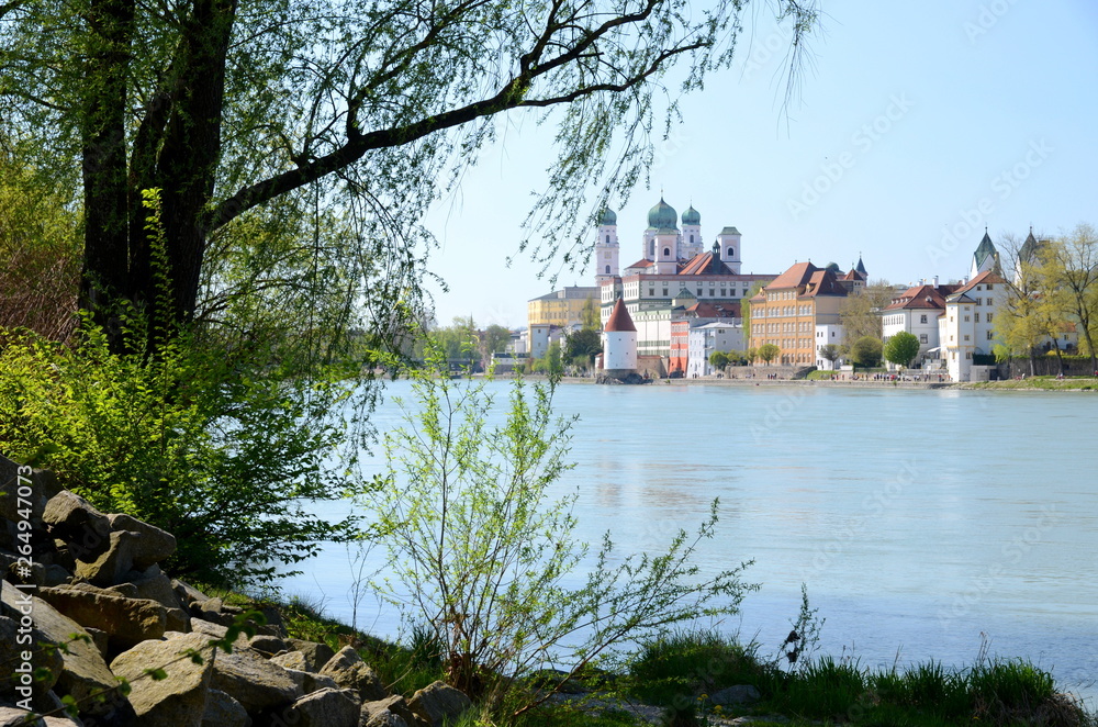 Passau in Germany, seen from the bank of the river Inn Passau in Germany, seen from the bank of the river Inn