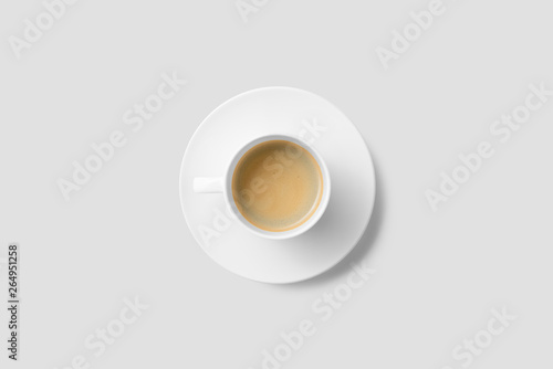 White cup of black coffee isolated on white background, High resolution.