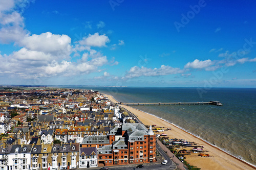 Aerial seaside view of Deal town, Kent, UK