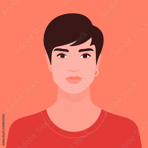 Portrait of an Indian man. Hindu student. Diversity. Avatar. Vector flat illustration