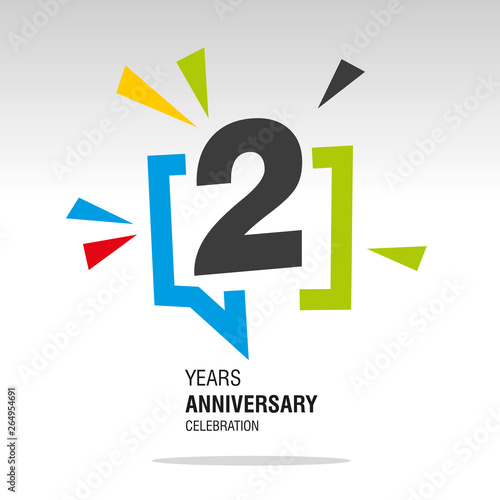 2 Years Anniversary colorful white modern logo icon banner holiday illustration