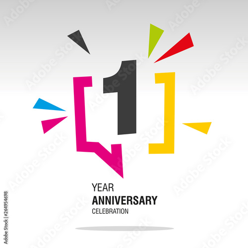 1 Year Anniversary colorful white modern logo icon banner holiday illustration