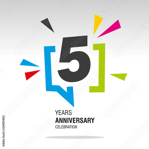 5 Years Anniversary colorful white modern logo icon banner holiday illustration