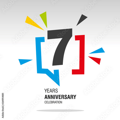 7 Years Anniversary colorful white modern logo icon banner holiday illustration