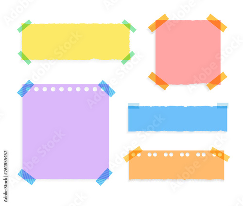 Vector Set of Colorful Paper Pieces, Isolated Blank Frames Collection.