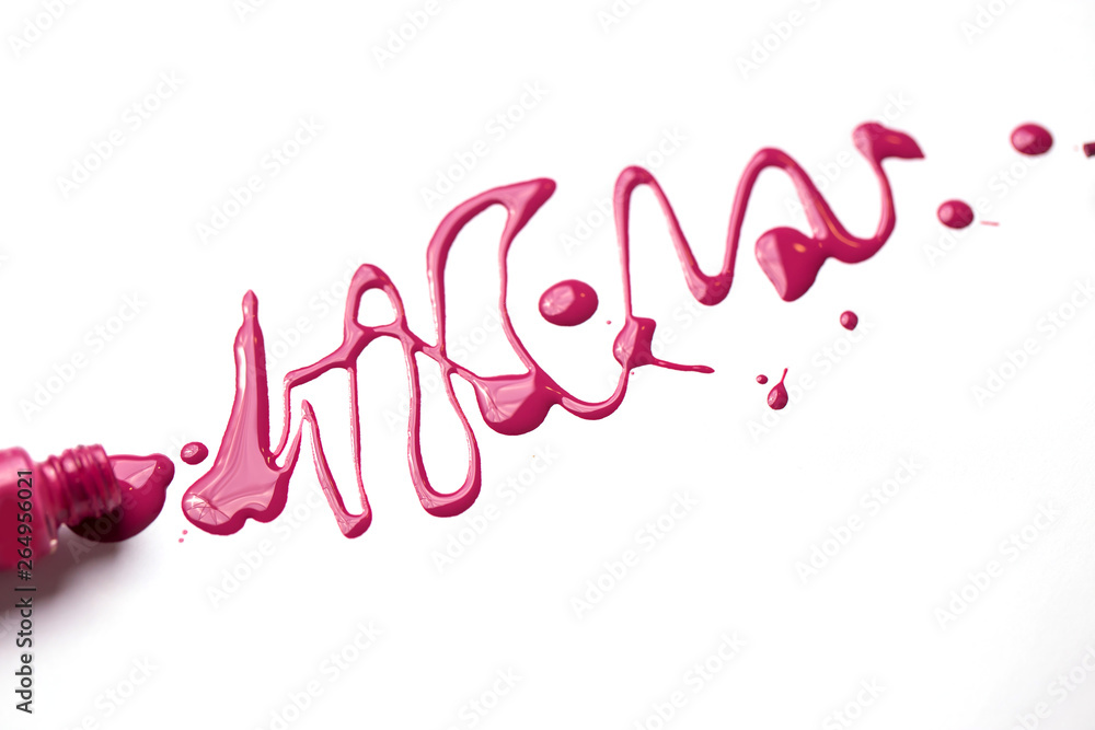 nail polish bottle and drop on white background nail polish bottle and drop on white background