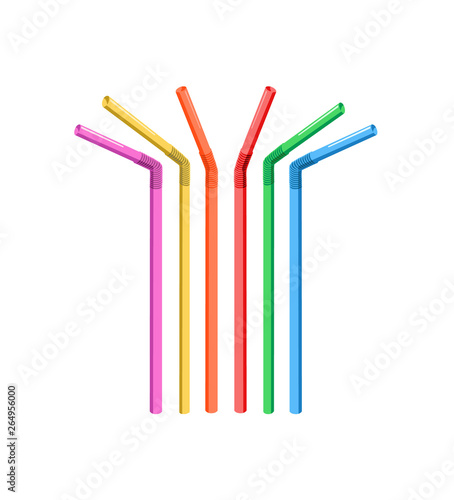Vector image of different and brightly colored drinking straws